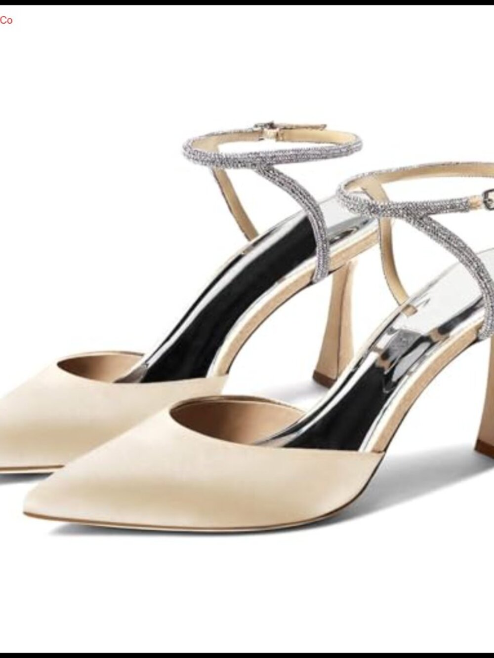 Rhinestone Kitten High Heel Satin Pumps Pointed Toe Sparkly Wedding Dress Shoes